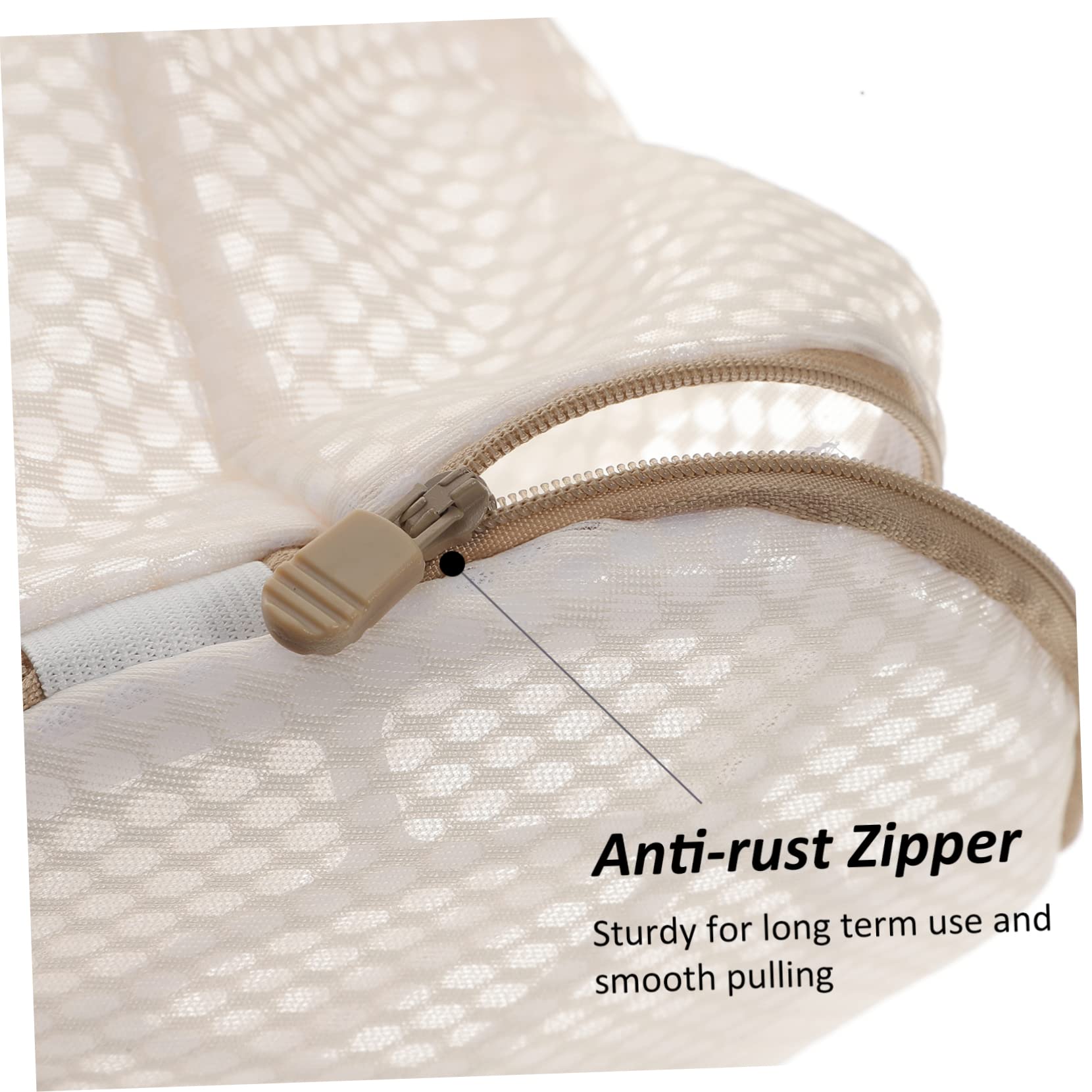 Borsa Rete per Lavaggio Delicati 6 Pezzi in Poliestere Beige | Chiusura Cerniera, per Reggiseni e Calze, Accessori Lavanderia per Lavatrice