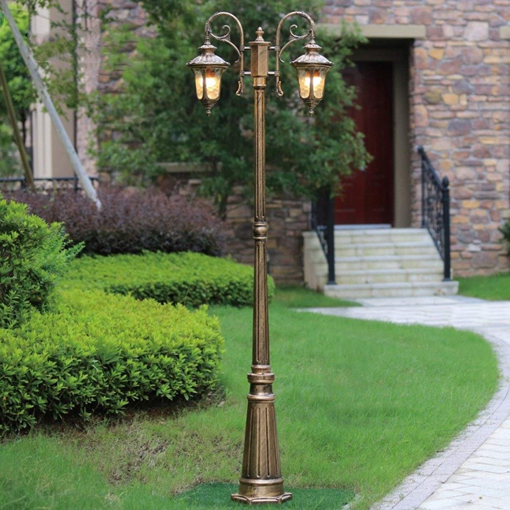 Farola de jardín Tradicional de Poste Alto Estilo Europeo, Impermeable para Exteriores, IP54, para césped, alumbrado público, bolardo de Vidrio, Poste de luz Exterior, E2,Height 260cm