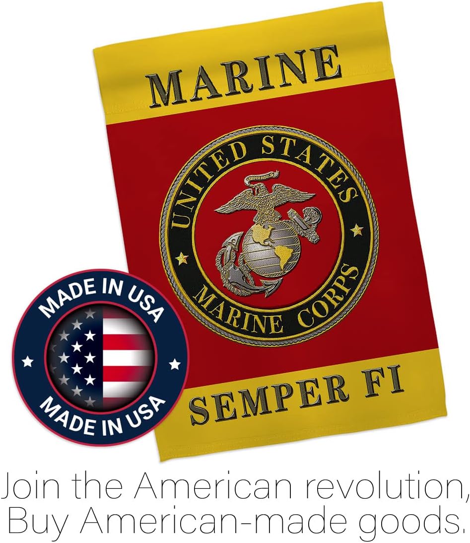 US Marine Corps Garden Flags Home Decor USMC Semper Fi Official Armed Forces Memorabilia Banner United State Wall Tapestry American Decorations Military Remembrance Retire Outdoor Memorial Yard Veteran Gifts Made In USA