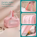 Double Handle Wet/Dry Travel Toiletry Bag with 4 Pcs Travel Size Bottles, Travel Toiletries Bag for Women & Men (Blue)