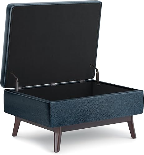 Miniatura 4 de SIMPLIHOME Owen - Mesa auxiliar otomana de almacenamiento, 34 pulgadas de ancho, tapizada de cuero vegano, otomana rectangular con parte superior