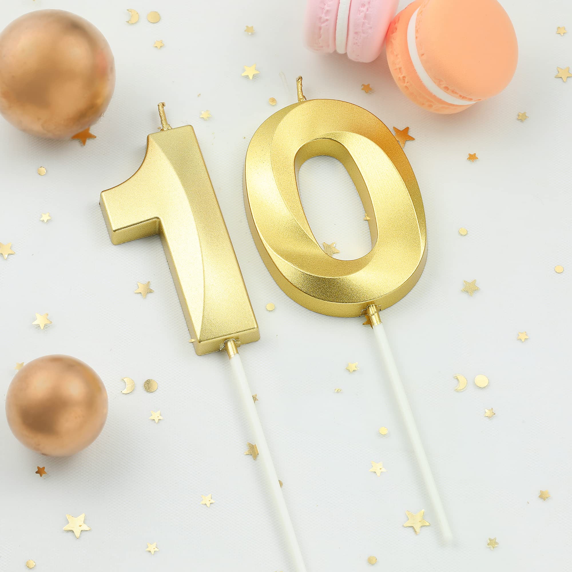 Velas de cumpleaños de oro con diamantes de 2.76 pulgadas, velas de números dorados, velas de números de pastel, decoración de cumpleaños, celebración de fiesta