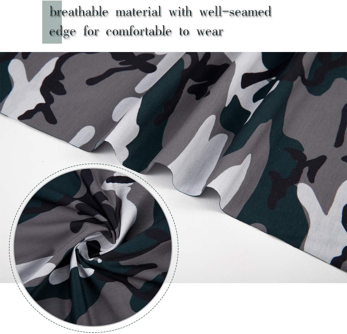 3 Pcs Camo Hunting Face Mask, Camouflage Microfiber Sun UV Dust Wind Protection Face Neck Gaiter Headwear for Motorcycle Hiking Cycling Ski Snowboard Fishing Running Workout(Dark)