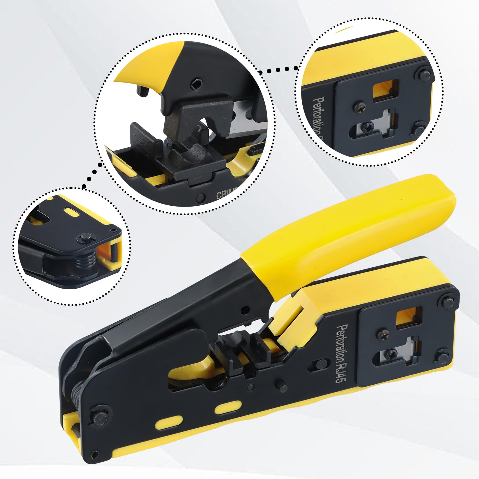 Crimpzange RJ45 Set, Netzwerk Werkzeug, Crimpwerkzeug mit 50PCS CAT6 Stecker, Schutzabdeckungen, für Netzwerkstecker CAT5/Cat5e/CAT6/CAT7