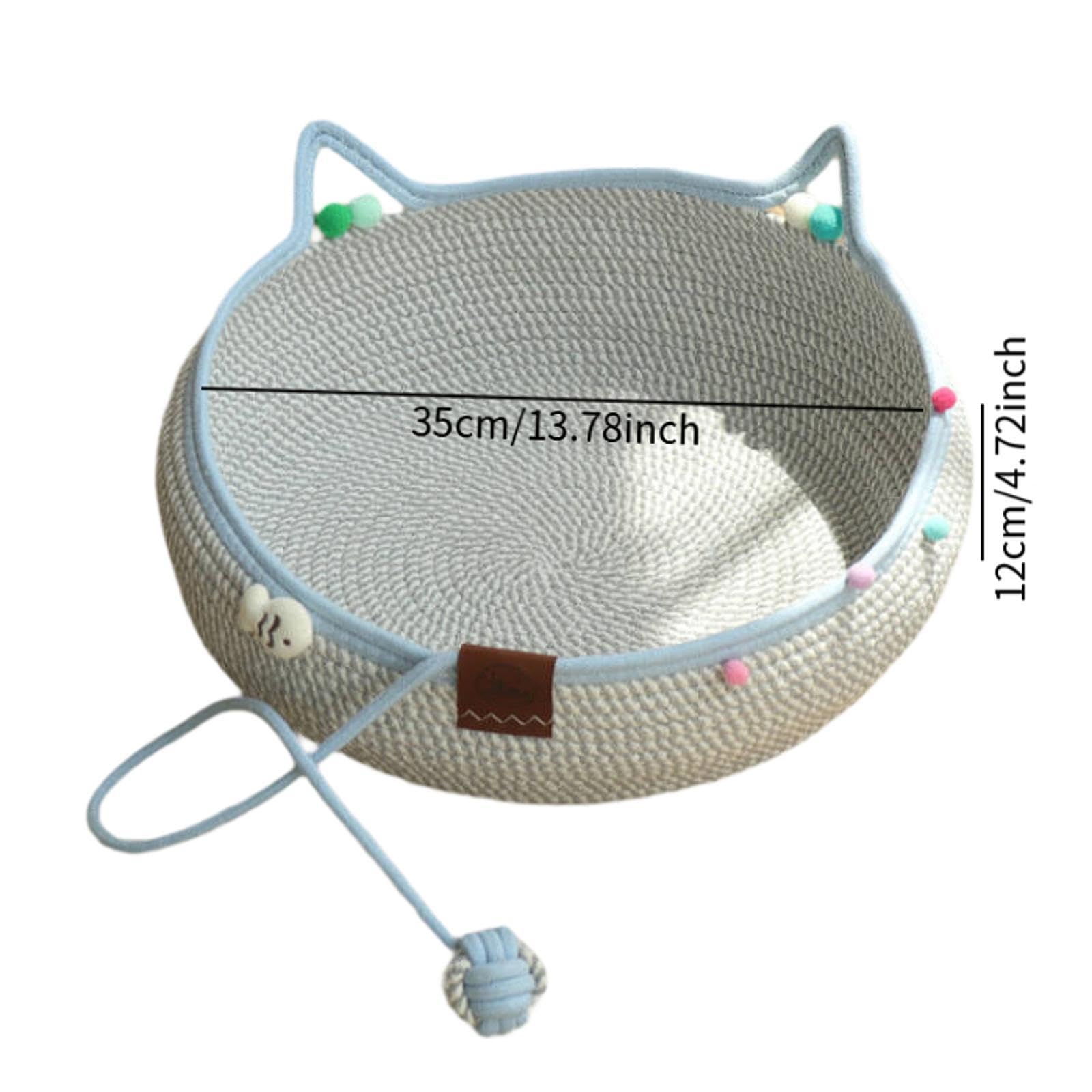 Gralara Panier en Osier pour Chat, Griffoir Intégré, Nid Douillet Respirant en Forme de Tête de Chat, avec Balle Suspendue, Protection pour Meubles, Accessoires pour Animaux, S