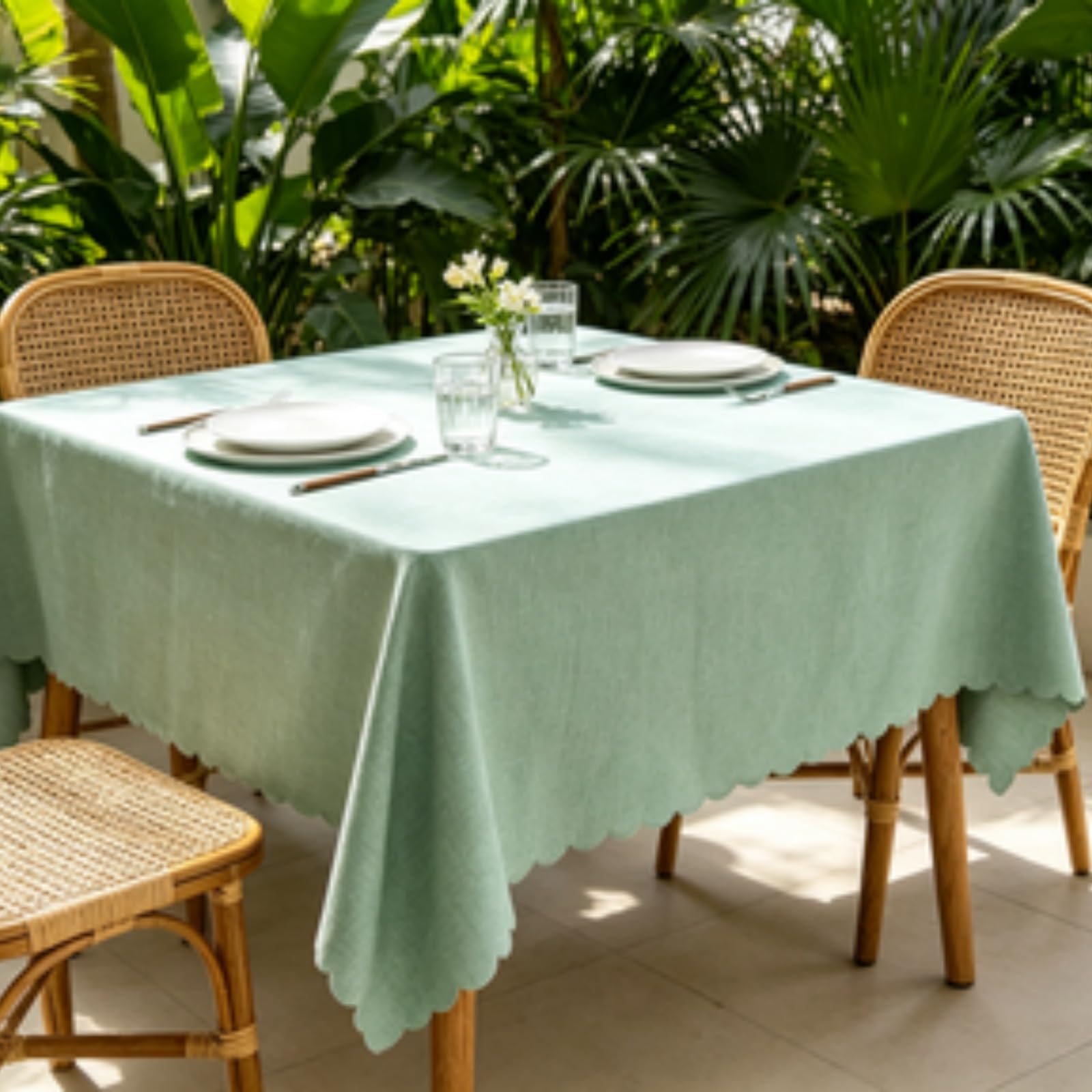 RCYONGQ Table Cloth Wipe Clean Tablecloth Water Resistant, Wipeable Rectangle Tablecloth Durable Scratch Resistant, Washable For Dining Room Kitchen Tabletop Decoration(Green,130x240cm)