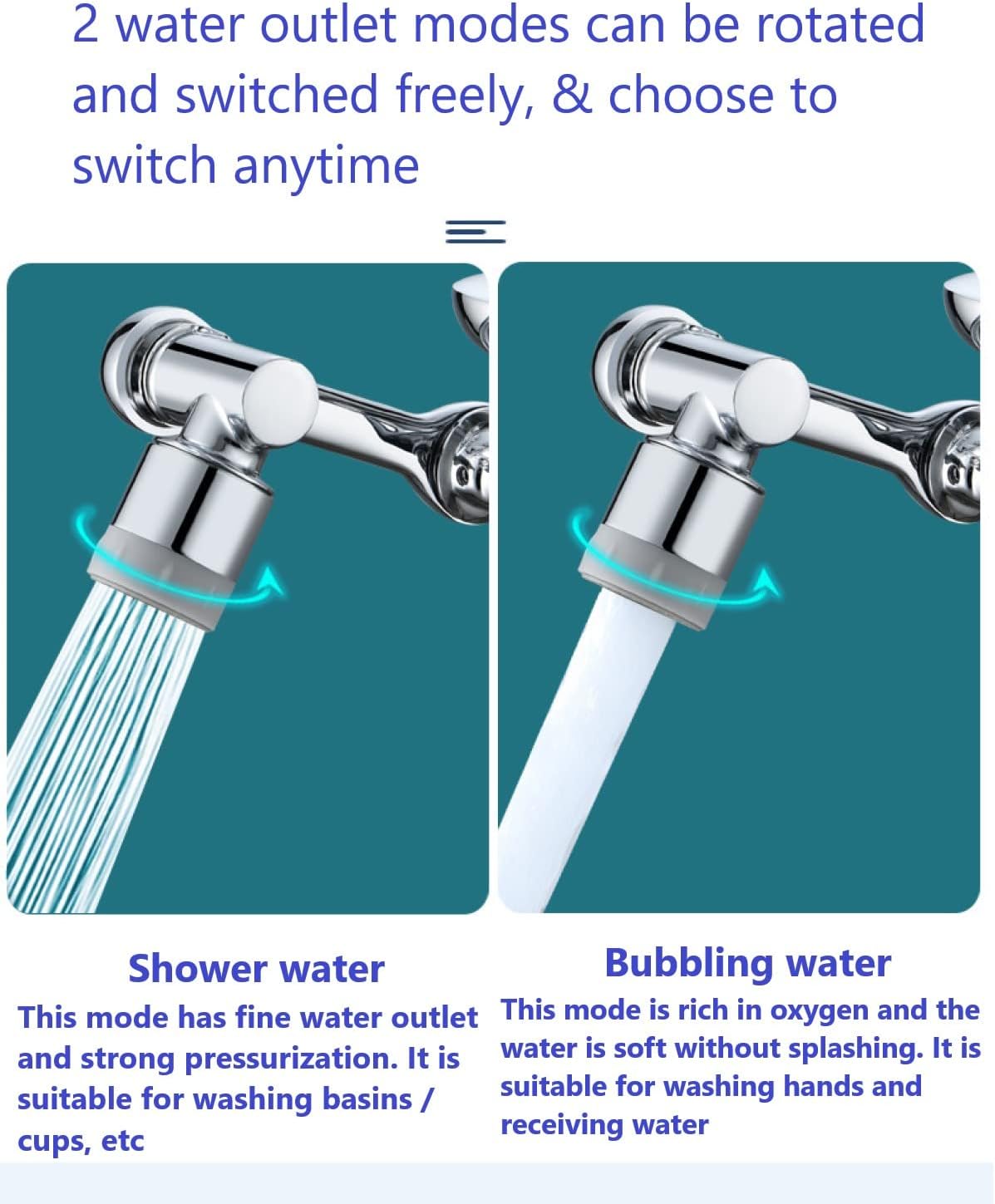 360 Degree Faucet Aerator Faucet extender 1080 universal rotate basin bubbler anti-splash multi-function rotating water nozzle Water Saving Sprayer Pressurized Faucet Kitchen Accessories