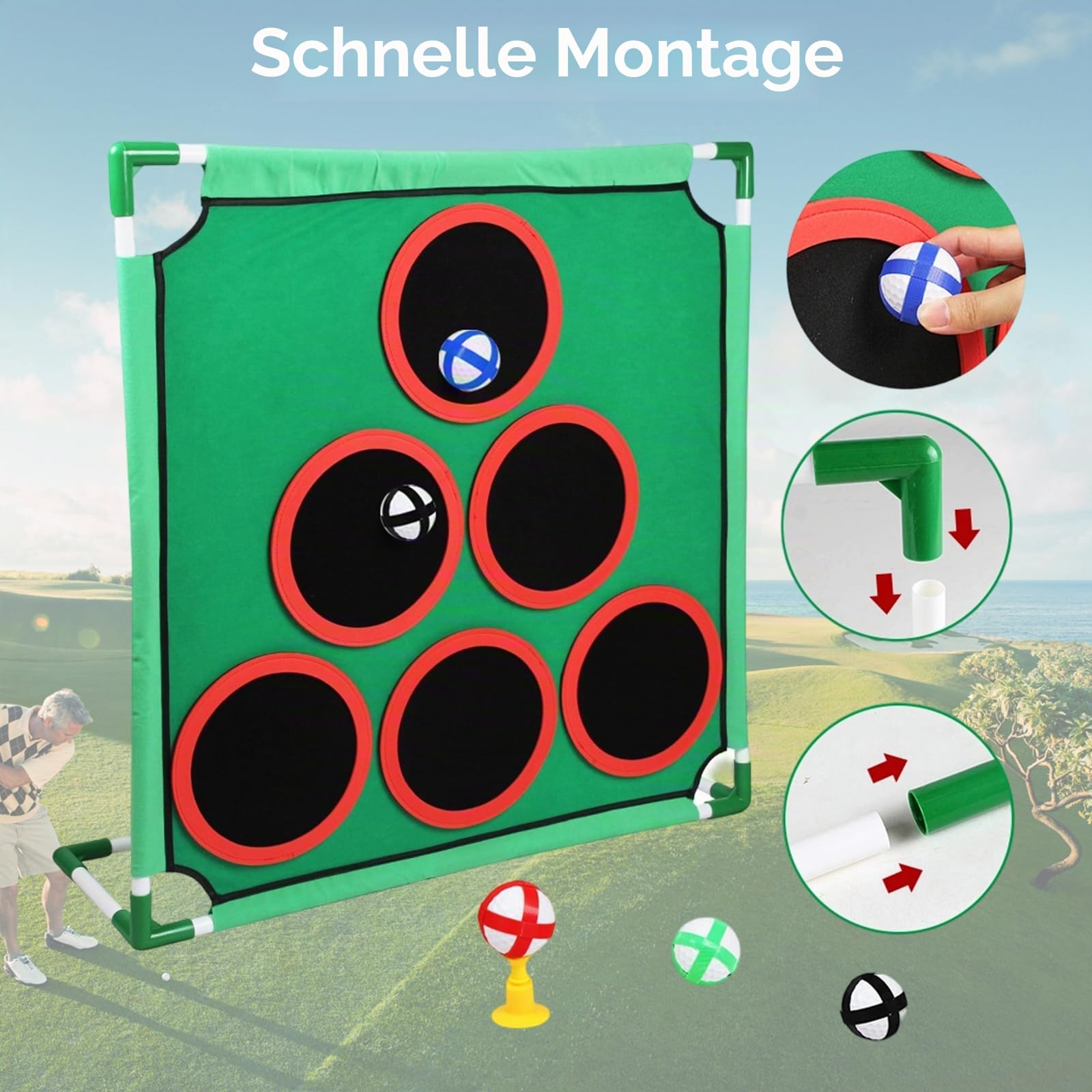 Mini Golf Set für Zuhause, Klebriges Golf Chipping & Wurfspiel mit Übungsmatte, 20 Bällen & Tragetasche für Indoor Outdoor