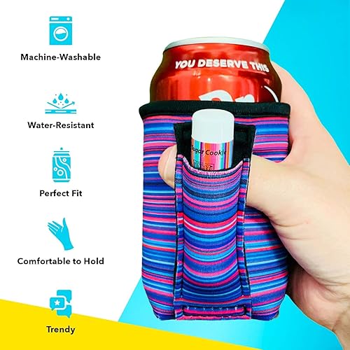 Miniatura 5 de Lit Handlers - Mango de lata de soda, fundas enfriadoras de latas de 12 onzas, material de neopreno para cerveza, refrescos y otras bebidas,
