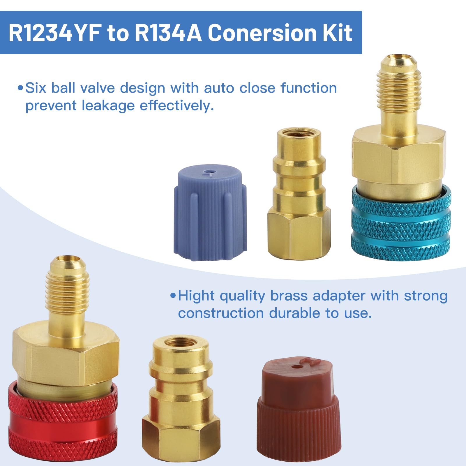 DBREAKS 2 Attacchi Rapidi R1234YF Kit, Adattatori R1234yf a R134a, Ottone Kit Attacchi Rapidi, r1234yf Raccordi Adattatori
