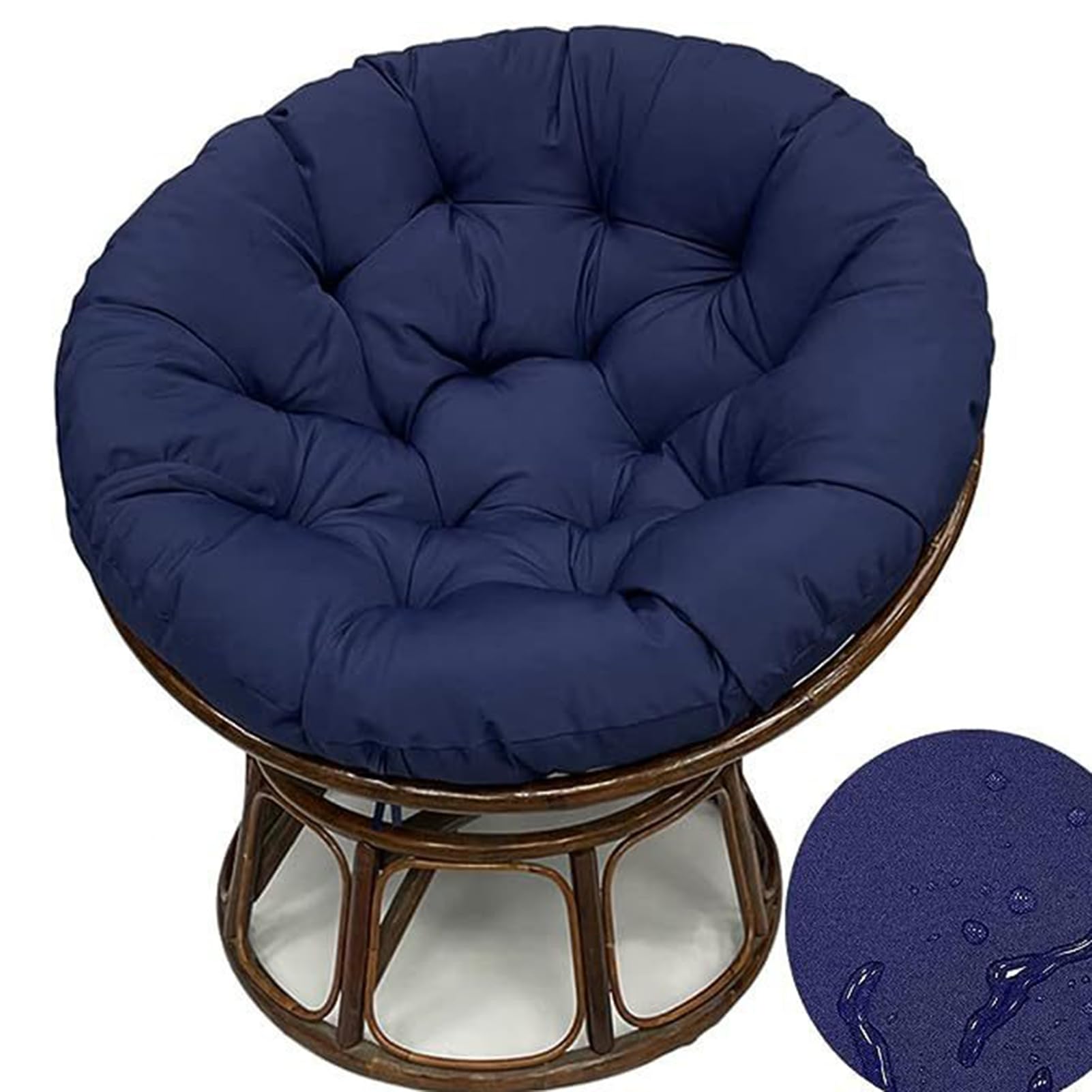 Papasan Chair Cushion Outdoor,Waterproof Hanging Chair Cushion Round Seat Cushion,Comfortable Chair Pad Removable Seat Cushion for Garden Chair, Rattan Chair,Swing Chair,Navy,150cm