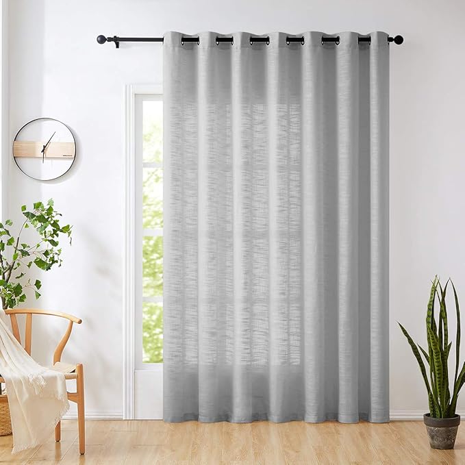FMFUNCTEX Linen Sheer Grey Curtains for Living Room 108