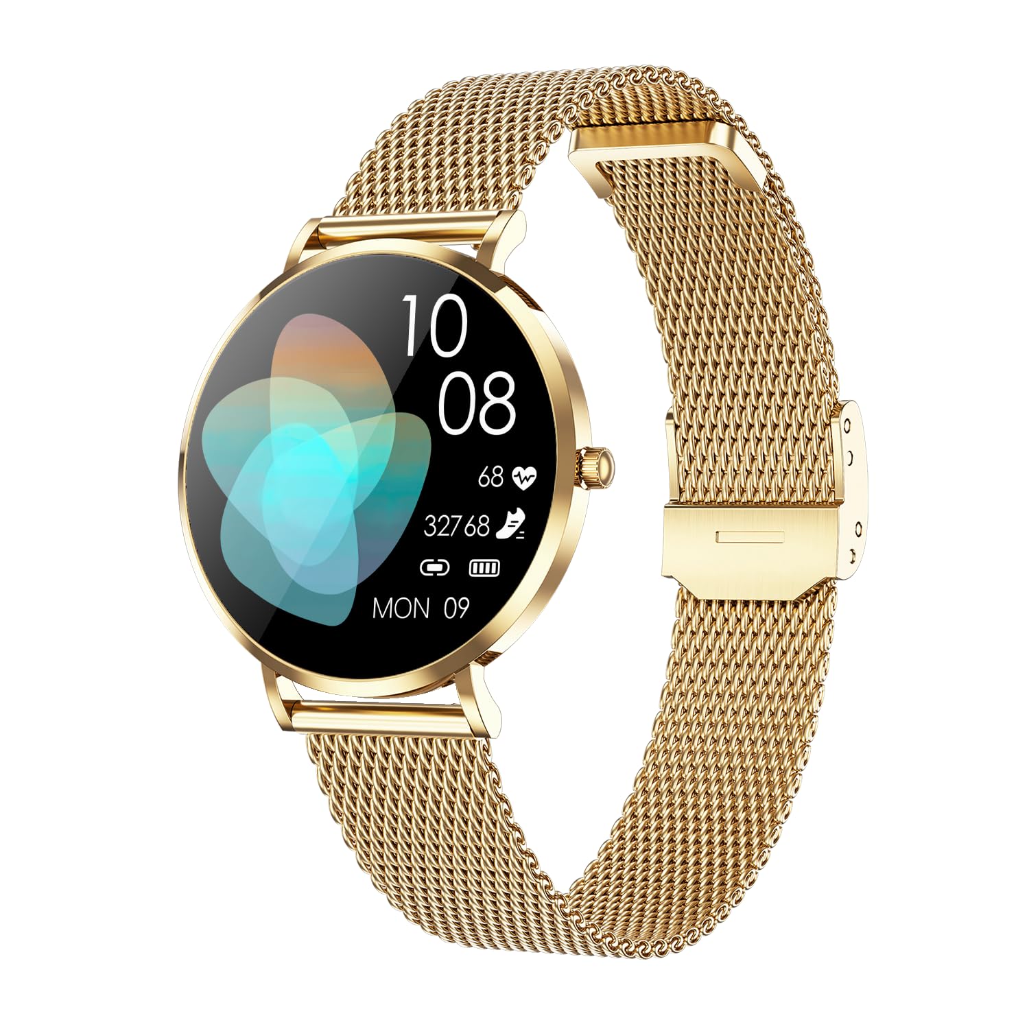 XCOAST SIONA 2 Nano, smartwatch da donna molto piccolo, oro, 37 x 6,9 mm, display Amoled ultra sottile, iOS & Android, impermeabile, piatto, polso, pressione sanguigna, ossigeno nel sangue, sport,