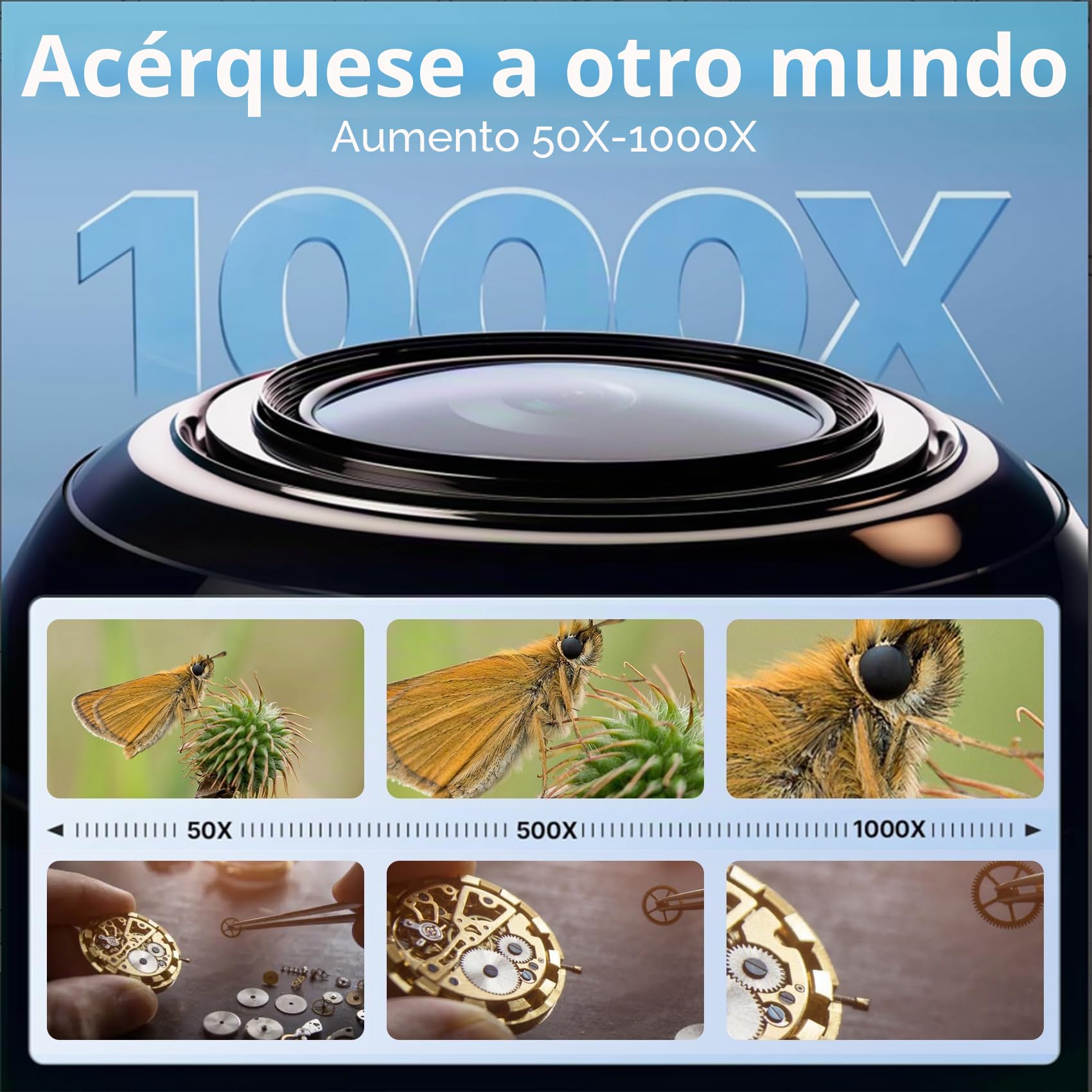 Microscopio Digital Portátil Adultos, 4.3 Pulgadas con 8 Luces LED Ajustables, Vista PC con 50-1000X Aumentos, Compatible con MacOS/Windows