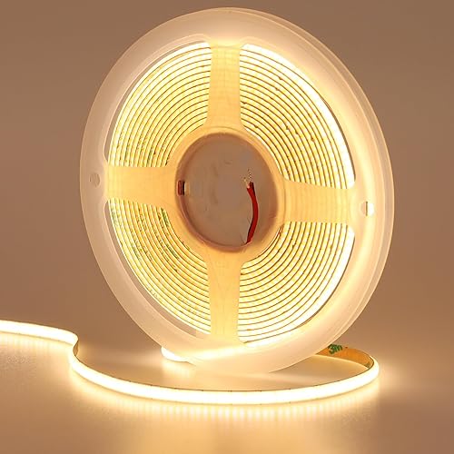 Miniatura 1 de GOMING Tira de luz LED COB de 12 V y 0.197 in de ancho, blanco cálido, 3000 K, 16.4 pies, 2000 LED, CRI 93+, brillo uniforme, flexible, no