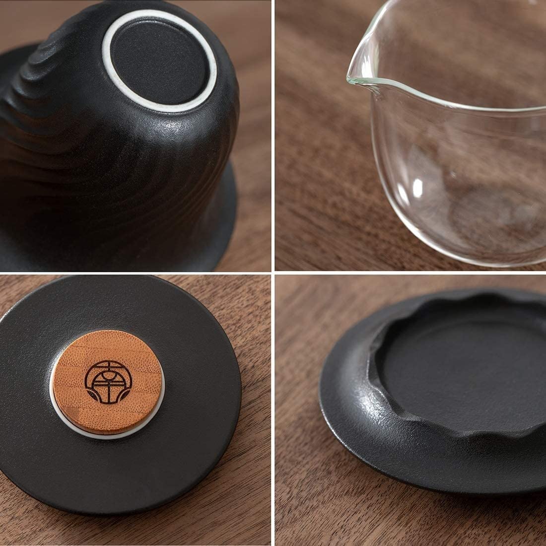 Juego Té Tetera Juego de té Chino Viaje portátil Tazón y 3 Tazas Taza dispensadora Bolsa Almacenamiento Artículos Hogar(C)