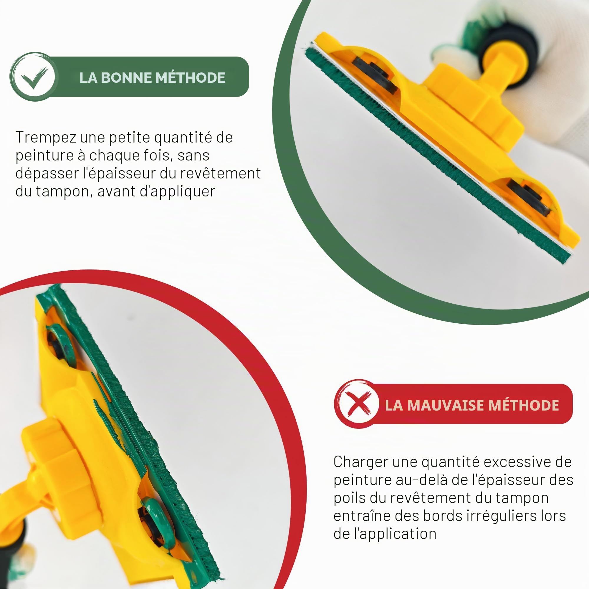 Kit d'outils de coupe-bordures Voomey, ensemble de tampons de peinture de 22,86 cm, kit de 7 pièces de coupe-bordures avec garniture, tampon de retouche, tampon mural d'angle et plafond pour peintre