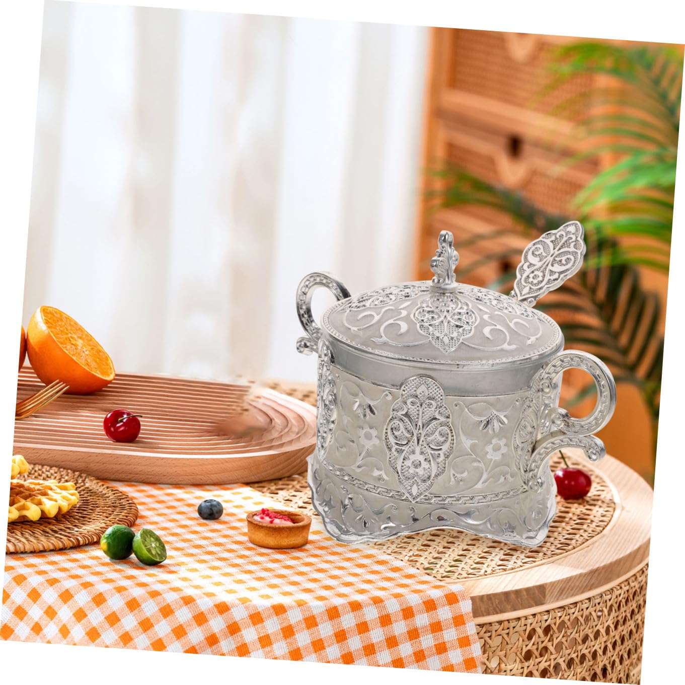 Set 1 Jarro Portacondimenti in Lega di Zinco Coperchio per Cucina e Feste, Design Classico Tradizionale