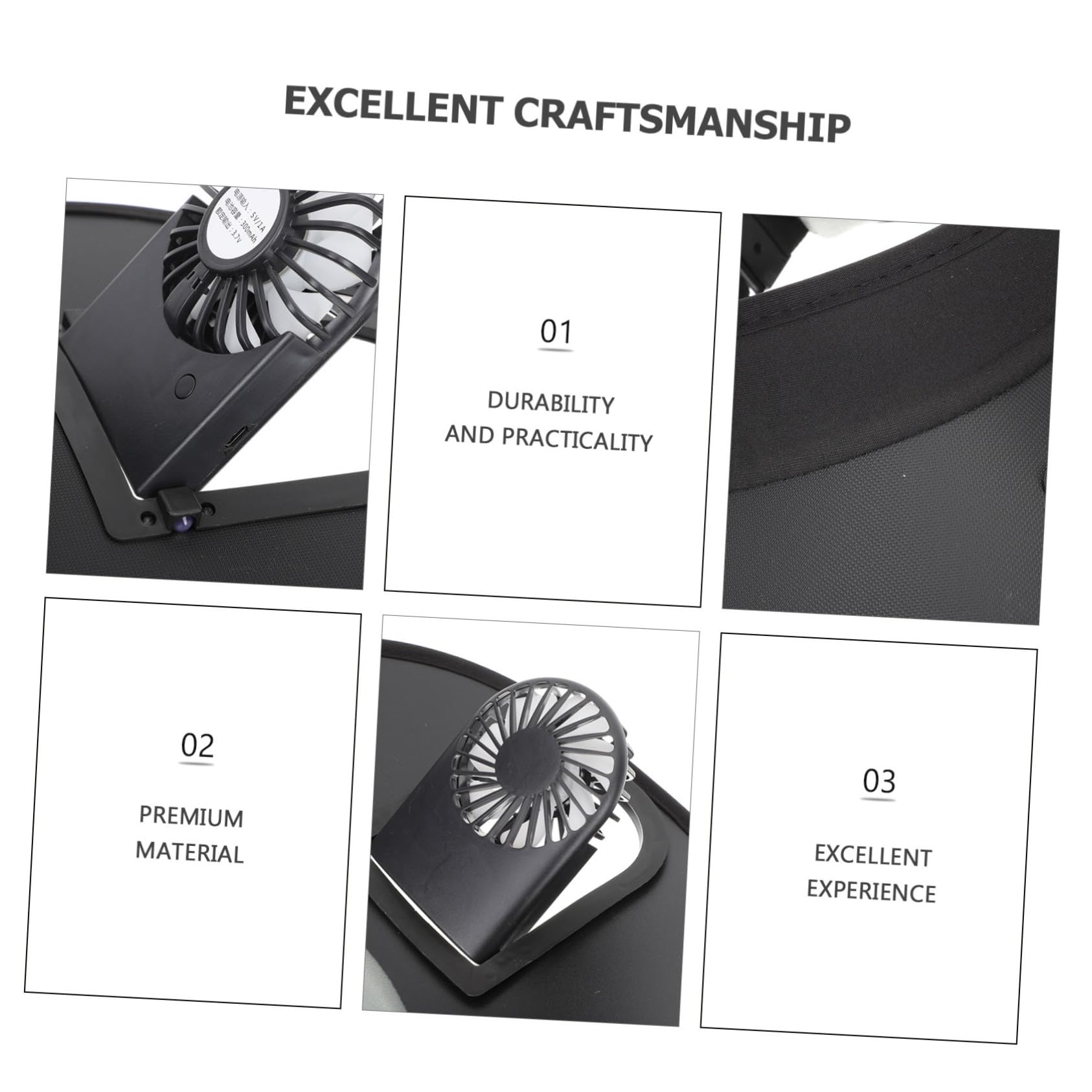 VALICLUD Visier mit Lüfter Sonne Fischerhut Schirmmützen für Damen Kappen Sombrero Strand Surfhut Hut mit Fächer Visiere für Frauen Fan-Design-Hut Visier im Fan-Design PVC Black