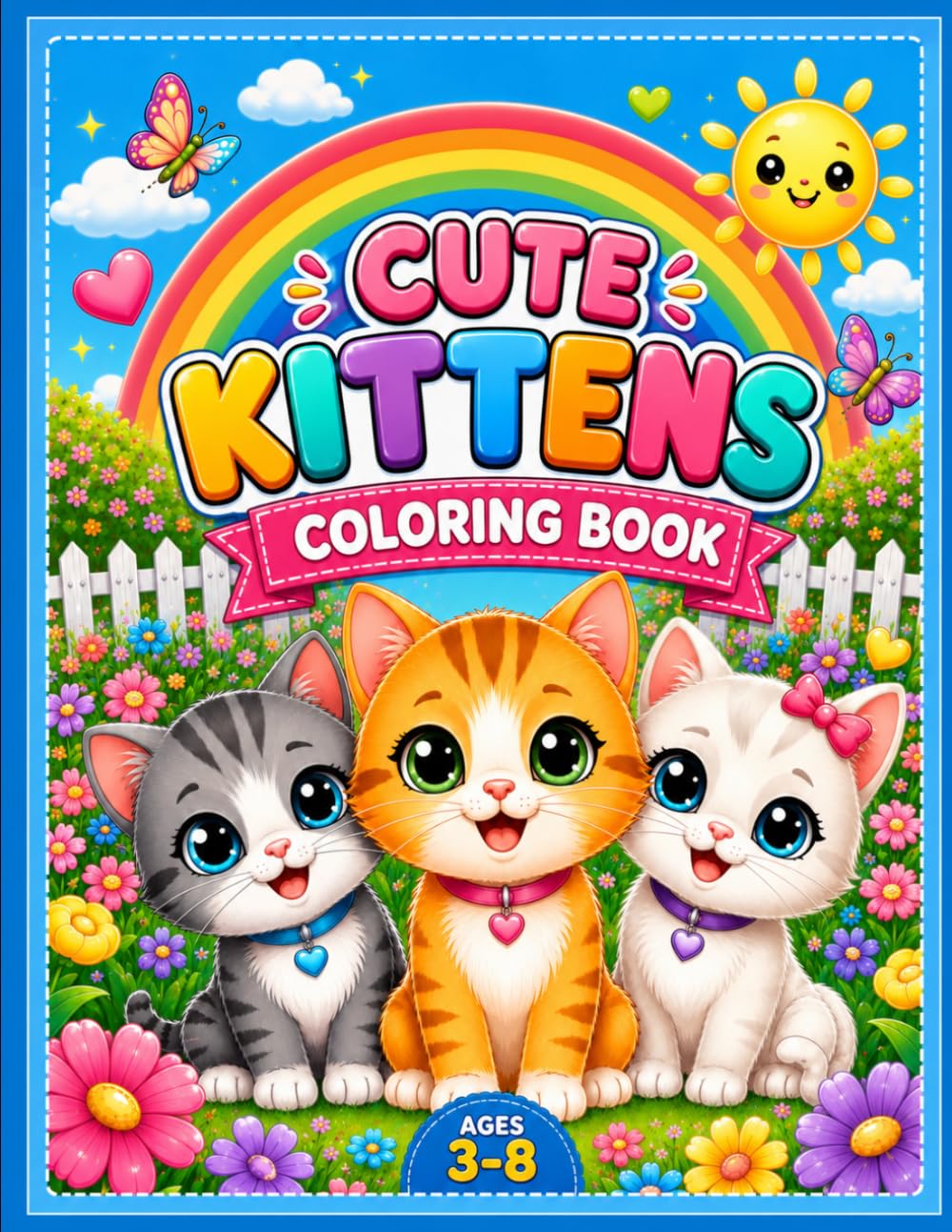 Cute Kittens Coloring Book: Adorable Cats and Fun Easy Coloring Pages for Kids Ages 3-8