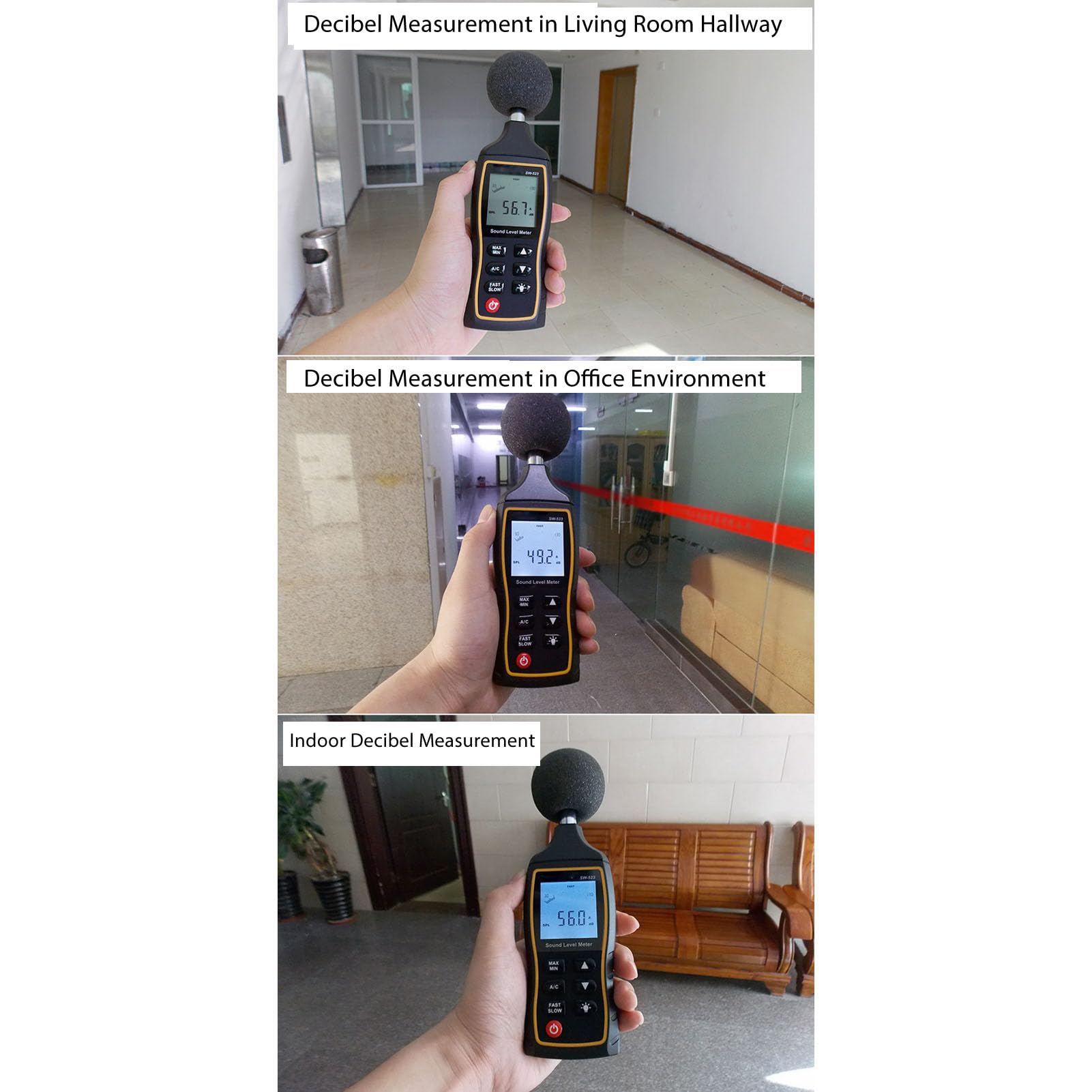 Medidor de Ruido Digital, Lector de Nivel de Sonido Plástico de Amplia Aplicación para Uso Industrial