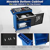 Vista 6 de Goplus Cofre de herramientas con ruedas, organizador de 5 cajones con ruedas bloqueables y cajones deslizantes, parte superior desmontable y estante