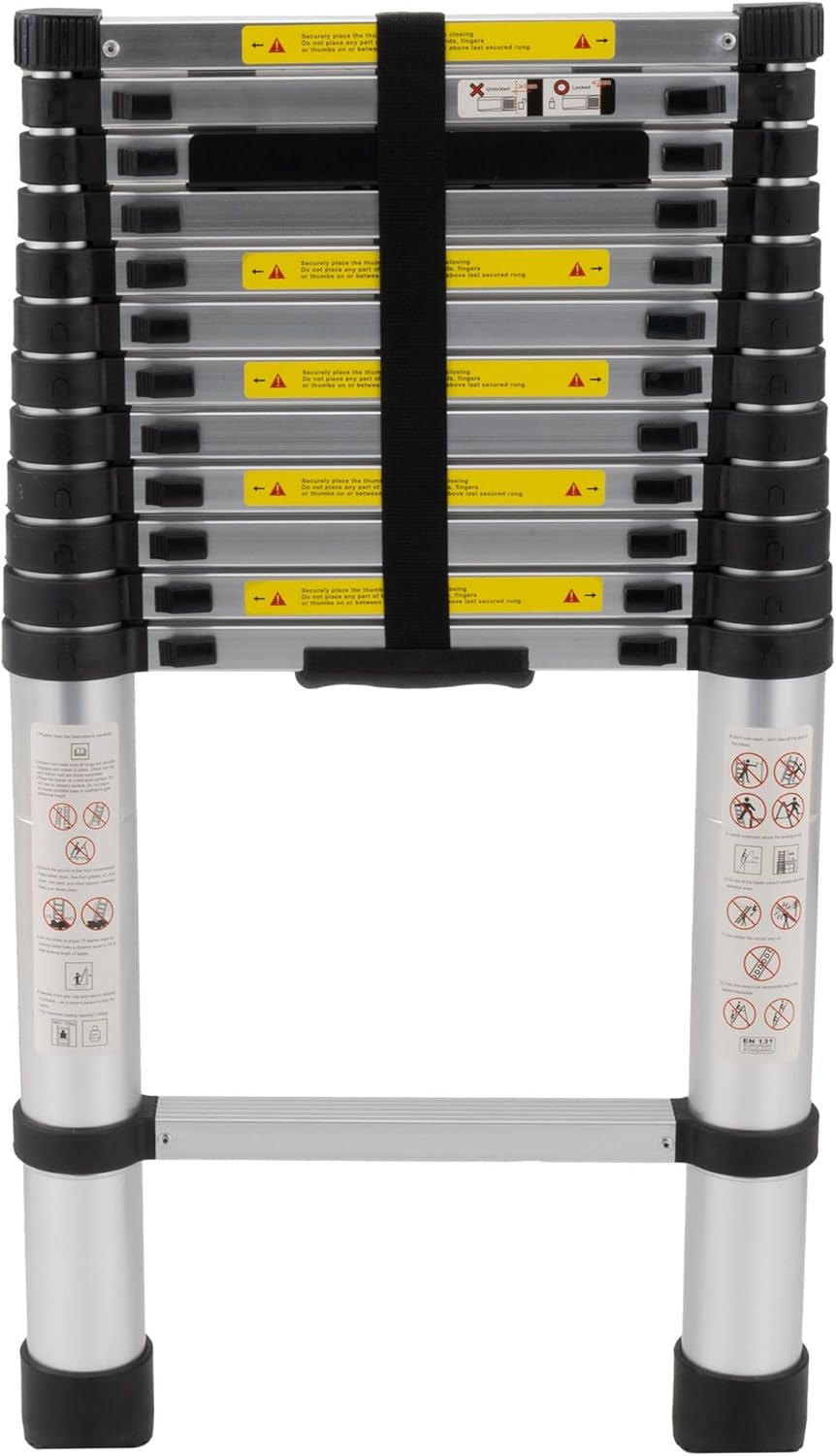 Tough Grade 12.5ft RV Telescoping Ladder | Lightweight Aluminum, Compatible with Lippert On-The-Go Prepped Units, Compact & Secure Locking for Campers & Motorhomes