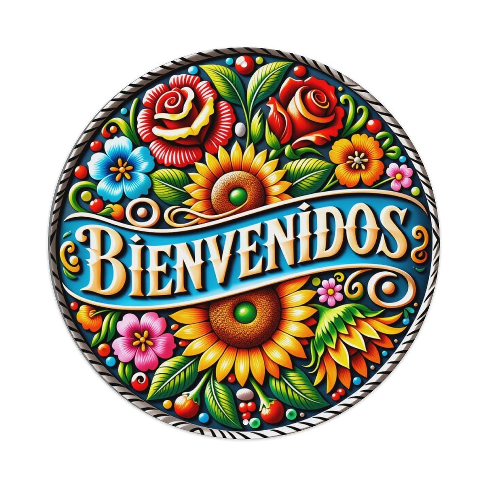 Floral Welcome Sign Pattern Art Retro Metal Tin Sign, Vintage Metal Poster for Bar, Home, Man Cave, Kitchen, Laundry Room Art Decor 8x8 Inch