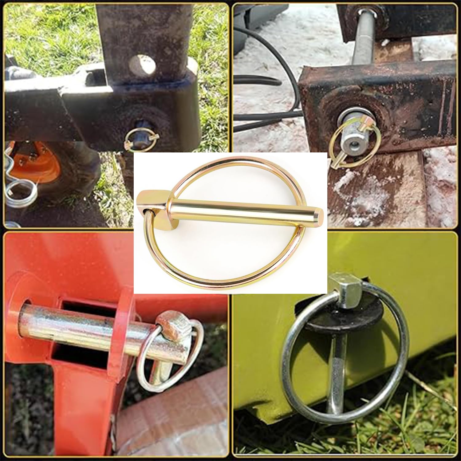 4 Pack Lynch Pin Heavy Duty 5/16x1-3/4 inch Trailer Gate Pin Lock Pin Lawn Tractor Hitch Pin Ring Handle Trailer Coupler Pin Durable Secure Fasteners for Trailers Trucks Agricultural Equipment (5/16)