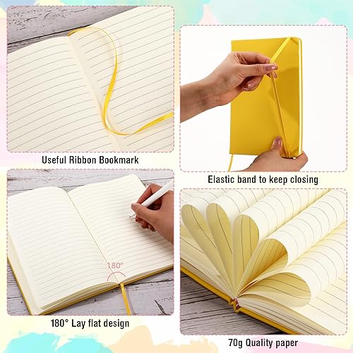 Miniatura 3 de Honoson Paquete de 20 cuadernos a rayas A5, cuadernos ejecutivos de tapa dura de 5.5 x 8.3 pulgadas, diarios de escritura a rayas a granel con banda