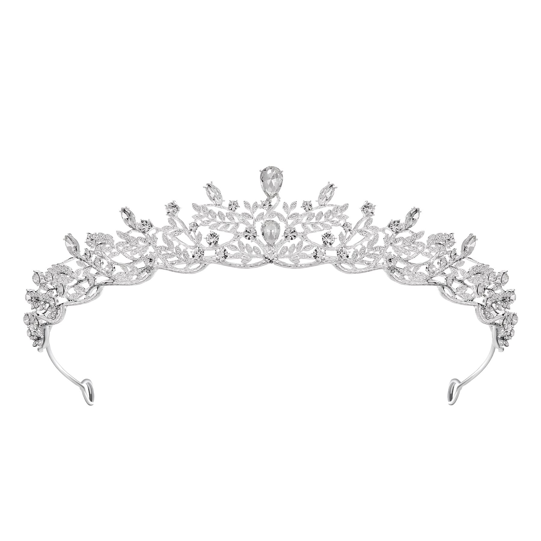 SWEETVSilver Tiara Crown for Women,Princess Tiaras for Girls,Crystal Retro Hair Accessories for Wedding Birthday Prom Pageant QuinceaneraRecycled Claim Standard 100