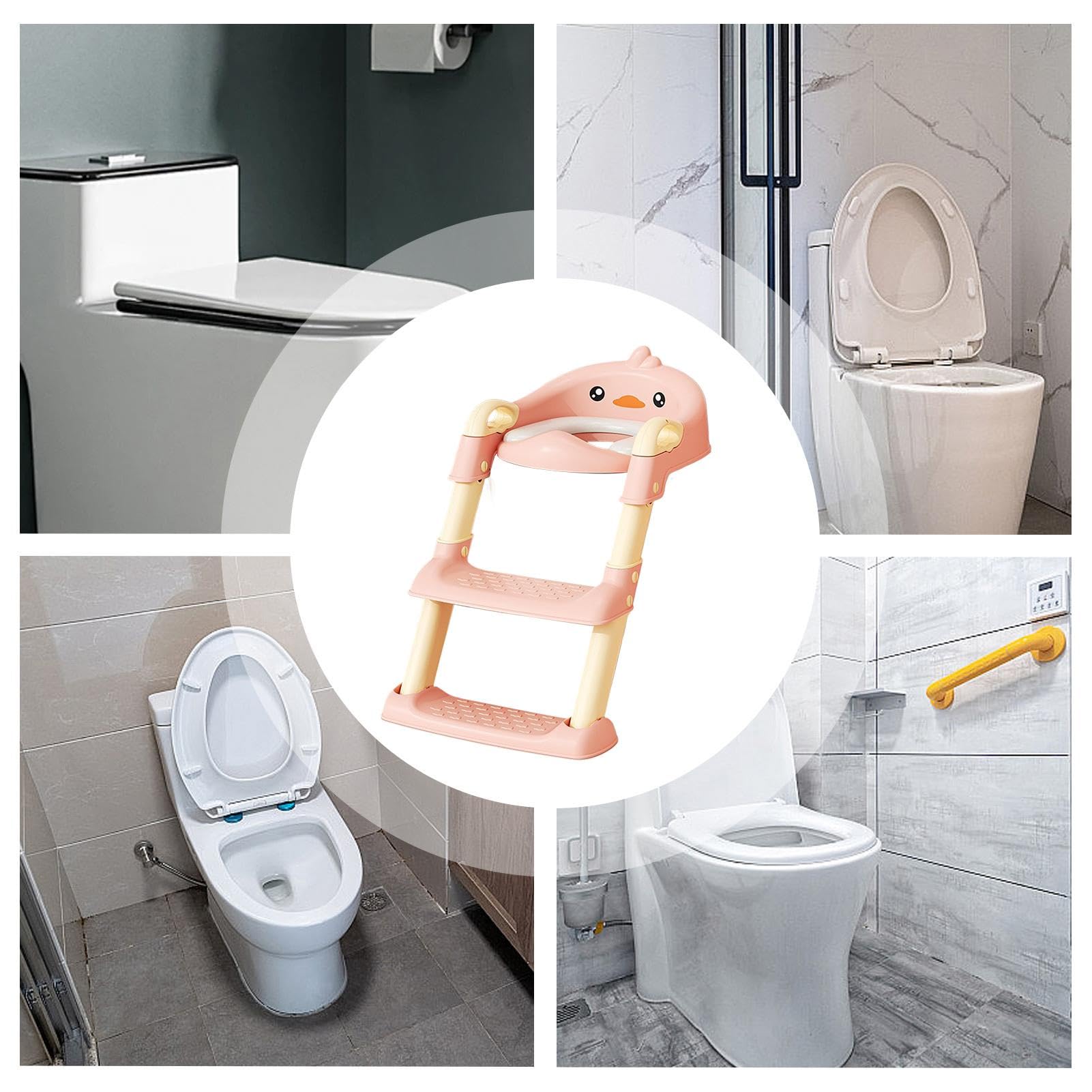 Sedile per il bagno con passo, sedile da allenamento per il bagno con sgabelli a gradini | Sedile per il bagno dei bambini pieghevoli | Lada dei servizi igienici dei cartoni animati con sgabelli, comm