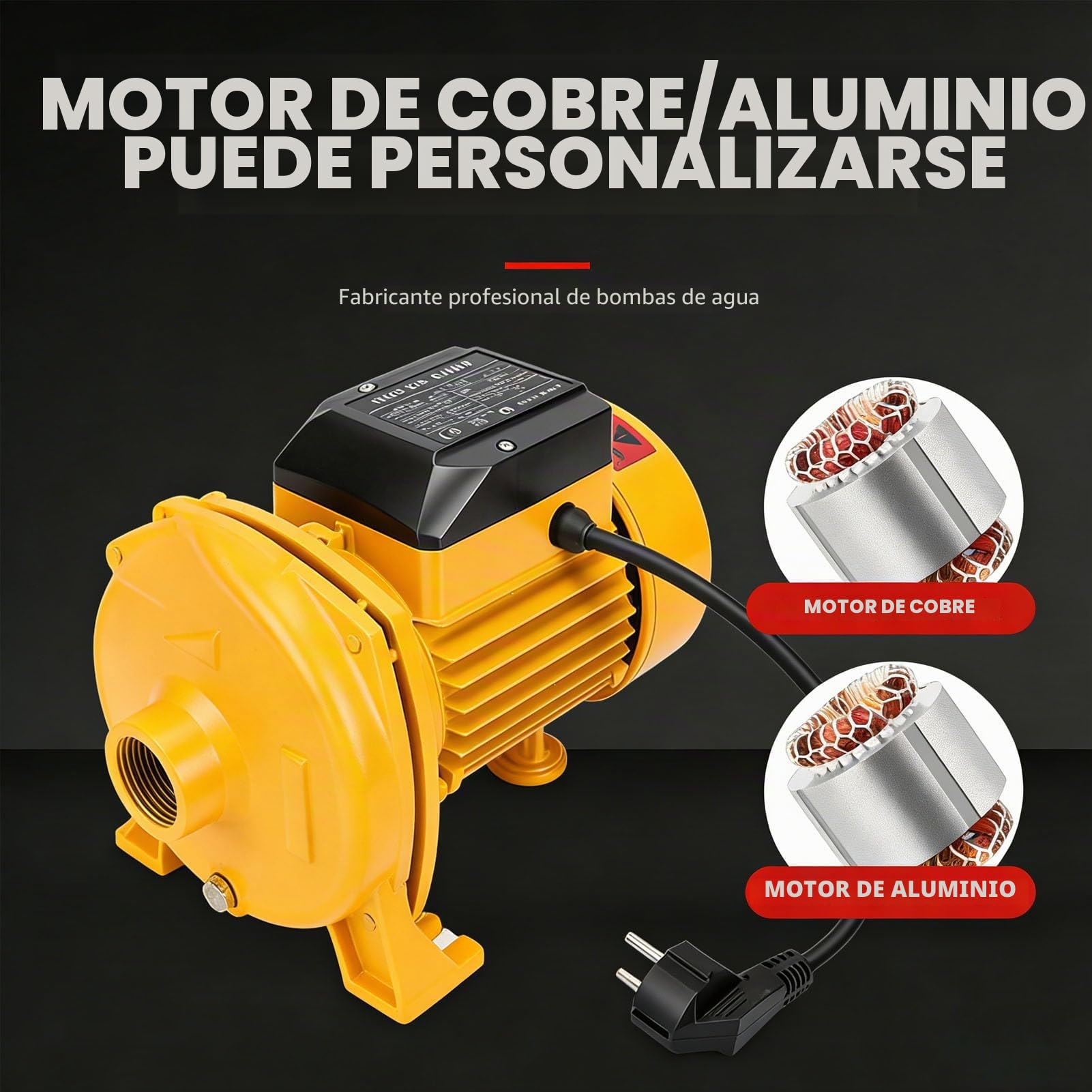 Bomba Centrífuga, Bomba de Agua Autocebante de 750 W con Salida de 1 Pulgada y Diseño de Rodamiento de Bolas Doble, Bombas de Refuerzo Silenciosas para Aspersión de Césped (Enchufe europeo