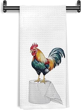 Funny Rooster Bathroom Hand Towels, Gifts for Chicken Lovers, Farmhouse Chicken Animal Decorative Hand Towels for Bathroom Toilet Washroom Restroom, 16x24 Inch