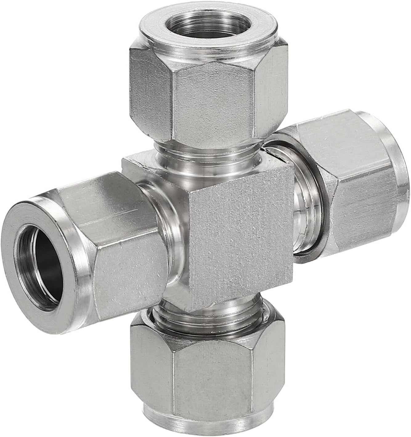 304 Stainless Cross Compression Tube Fitting 1/2"ID, Pipes Adapter, Silver YESSC066