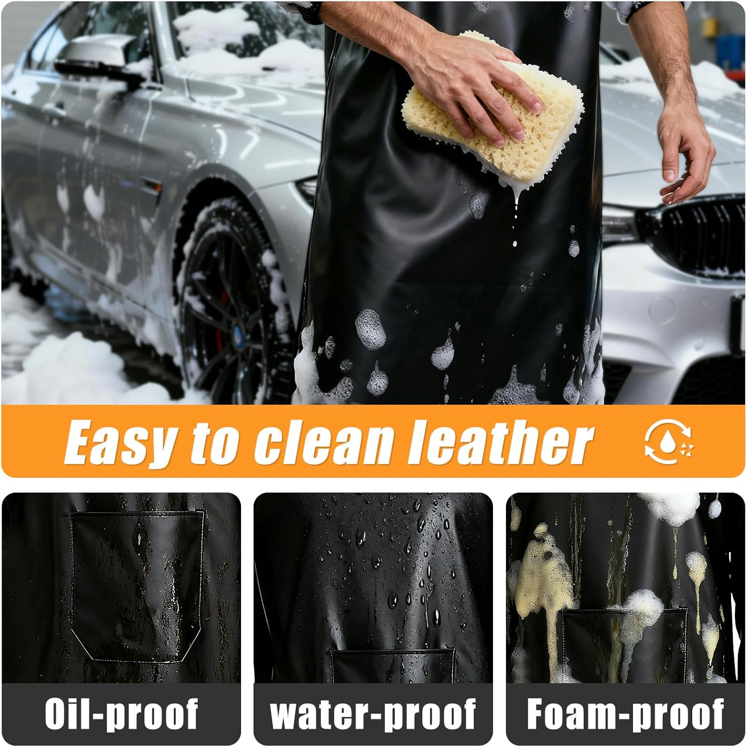 Waterproof Apron Sleeved Apron For Kitchen BBQ & Workshop - 2 Pack Heavy Duty Oil-Resistant With Large Pockets Adjustable Straps for Men & Women Waterproof Aprons for Dishwashing - Image 4