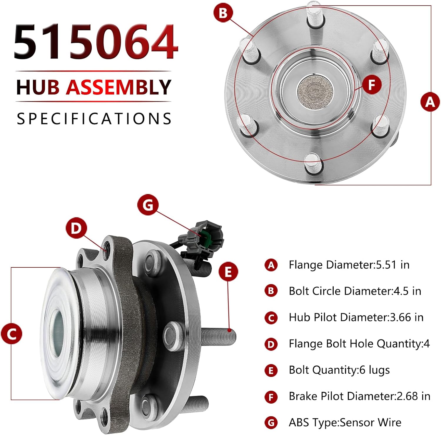 JLEO 515064 2WD Front Wheel Bearing for 2005-2018 Nissan Frontier,Wheel Hub Assembly for 2005-2015 Nissan Xterra,2005-2012 Pathfinder, Wheel Hub for 2009-2012 Suzuki Equator (1)