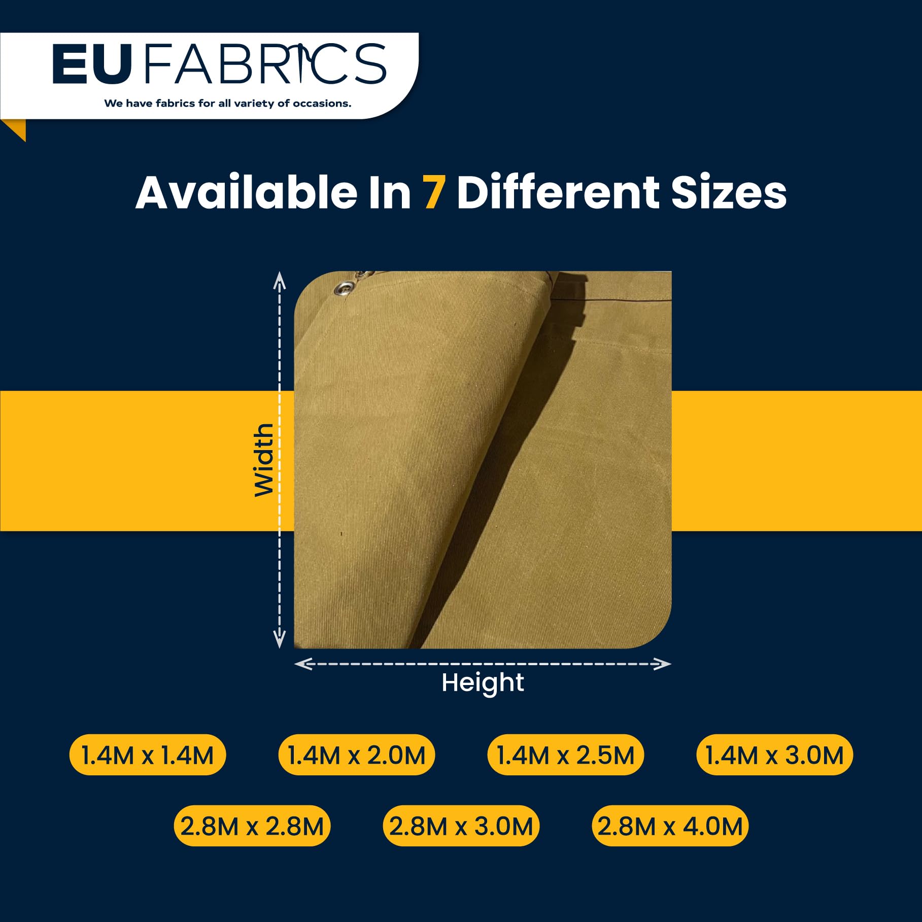 EU Fabrics Bâche en toile de coton | Housse imperméable et résistante pour meubles de jardin | Idéale pour bateau, tente et abri de camping | Bâche d'extérieur 100 % coton ciré (1,4 m x 2 m)