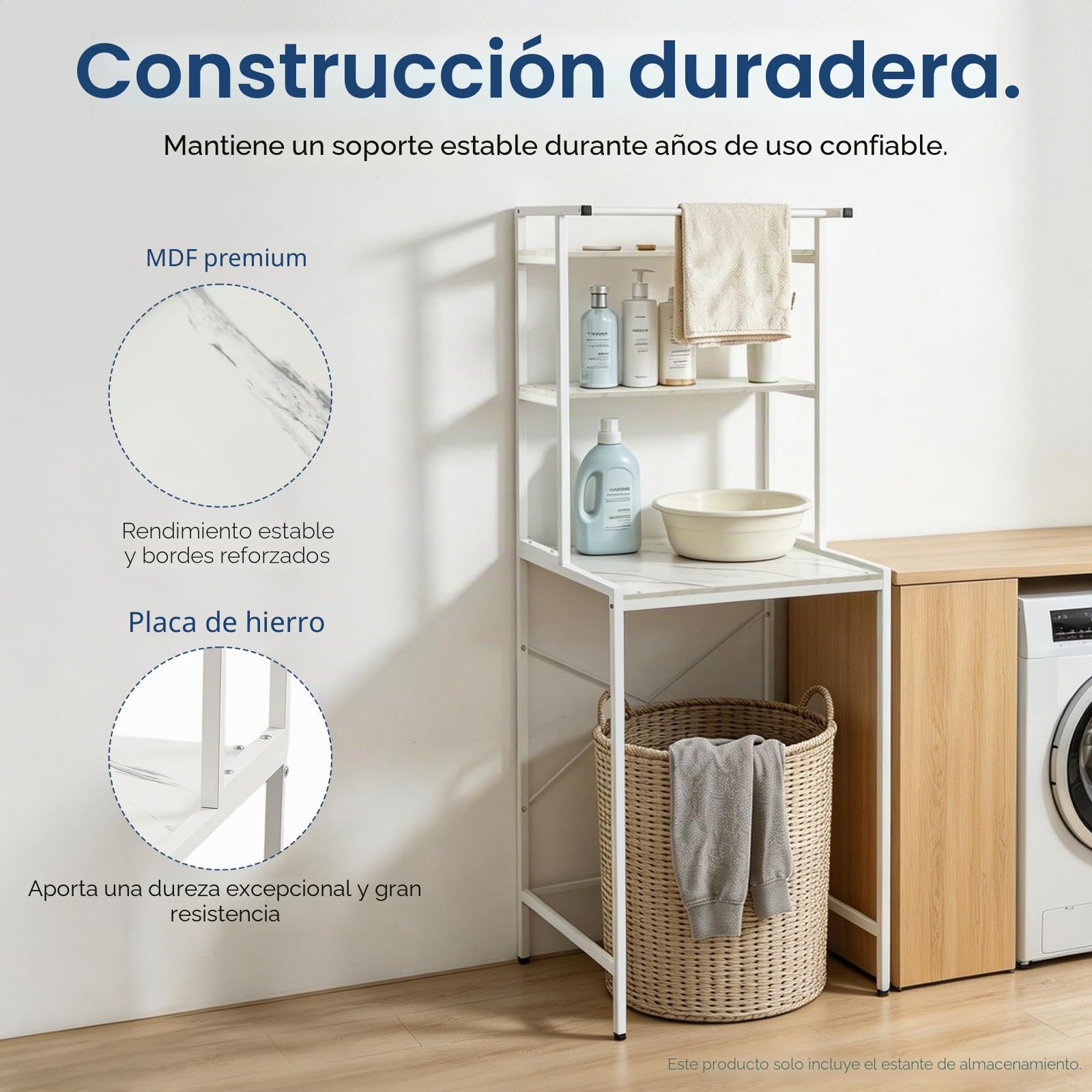 Estantería para lavadora, armario de lavadora que ahorra espacio sobre el estante de la lavadora, estante de baño de 3 niveles, estantería de almacenamiento multifuncional para cuarto de baño