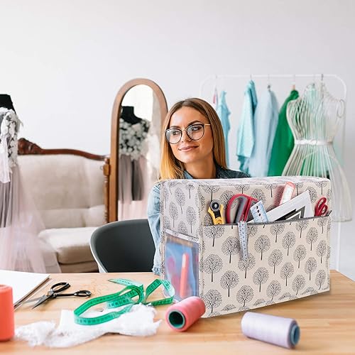 Miniatura 15 de Yarwo Funda protectora para máquina de coser, con bolsillos para la mayoría de máquinas de coser estándar y accesorios, Chevron