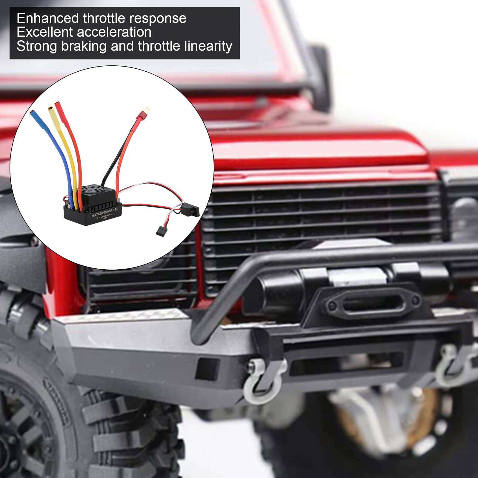 Regolatore di Velocità Elettronico 60A, Impermeabile e Alta Resistenza, Regolatore Brushless Prestazioni Elevate per Modelli RC Auto 1/10 Hobbyisti Gare