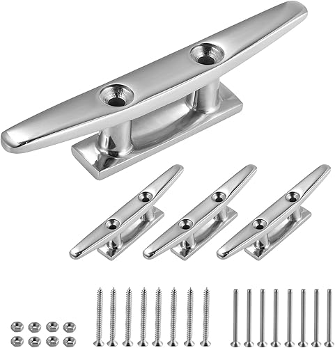 CHANGE MOORE Boat Cleat Open Base Boat Cleat, Dock Cleats 4 inch Dock Cleat 316 Stainless Steel Boat Mooring Accessories, Include Installation