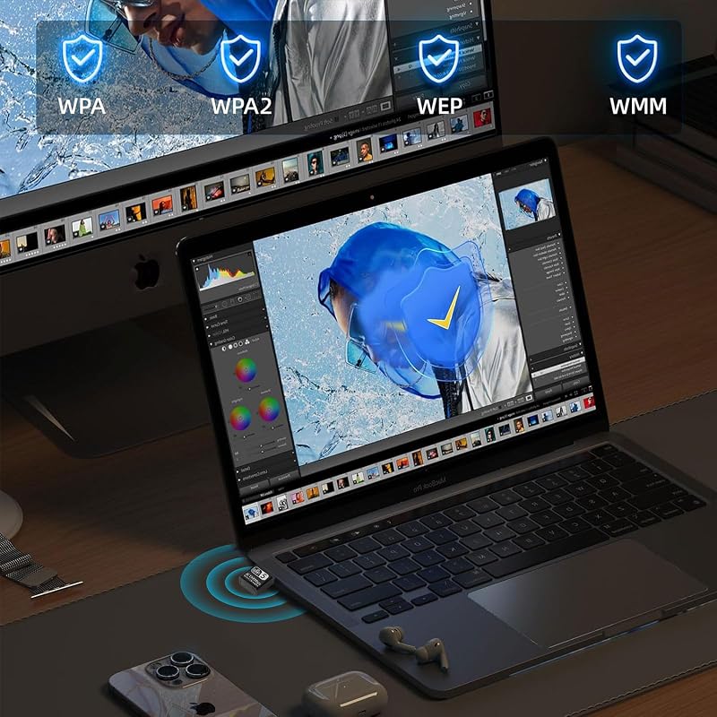 Aigital USB WiFi Adapter 1300Mbps Dual Band 2.4GHz/5.8GHz Vezeték Nélküli Hálózati Vevő PC/Laptop Windows 11/10/8/7/XP és Mac OS Kompatibili