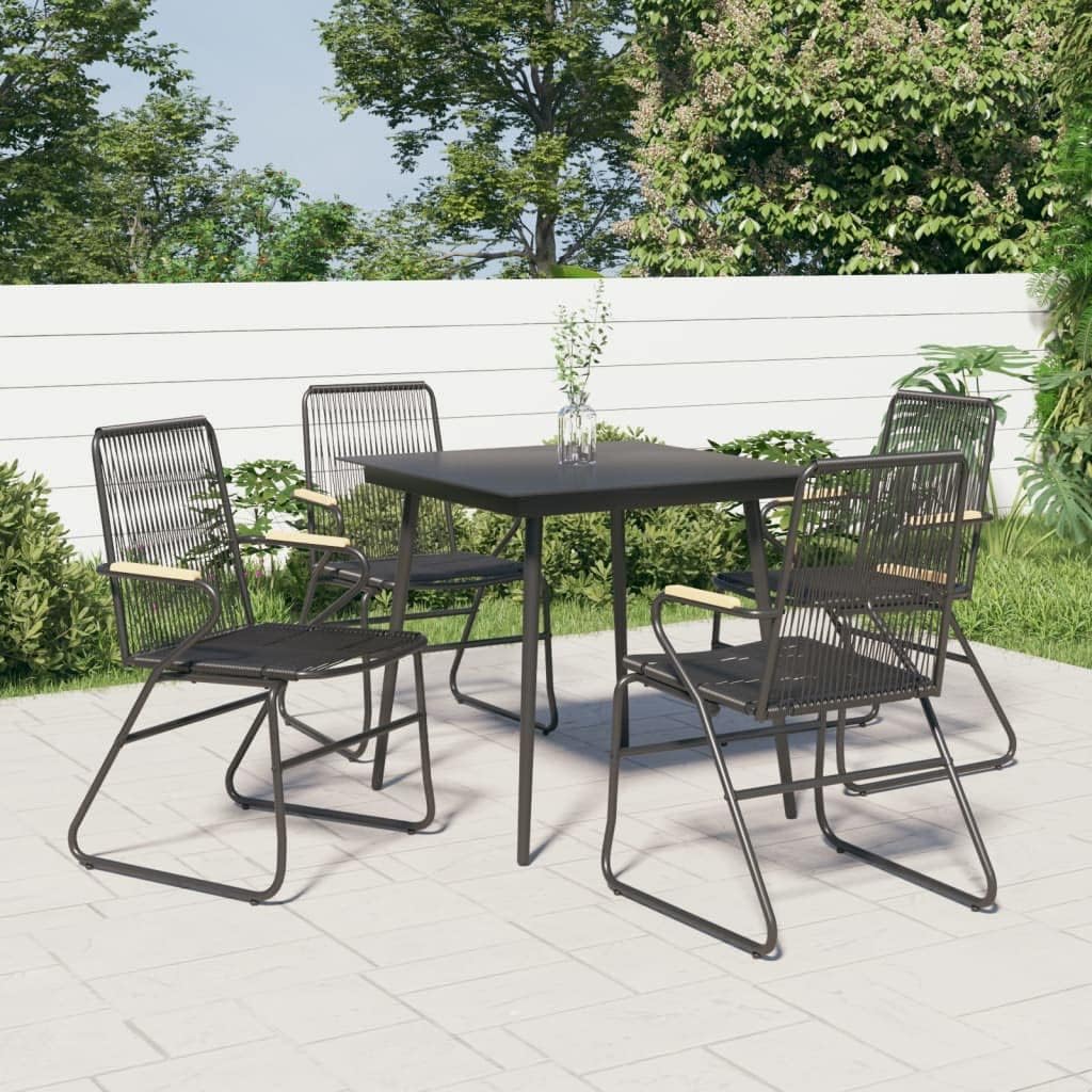 Patio Chairs 4 pcs Black,Conversation Set,Porch Furniture Set,Garden Lounge Set,Backyard Furniture Set,Outdoor Furniture Set,for Garden,Backyard,Lawn,Porch,Poolside,22.8"x23.2"x33.7" PVC Rattan