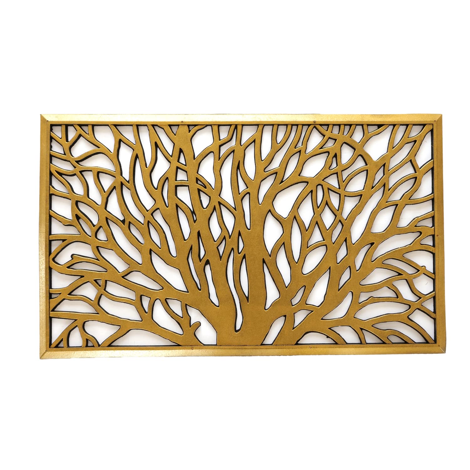 Onlymat Fancy Grill Doormat (Gold Colour) Heavy-Duty and Durable Entryway Rug 100% Natural Rubber Material for Indoor and Outdoor Use, Comes with Fancy Design, 45x75cm (Pack of 1)
