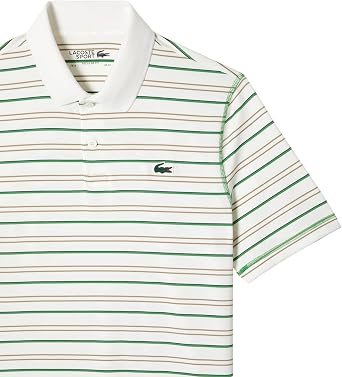 Lacoste Men's Golf Recycled Polyester Stripe Polo Shirt