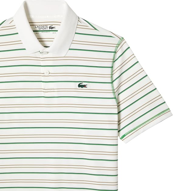 Lacoste Men's Golf Recycled Polyester Stripe Polo Shirt