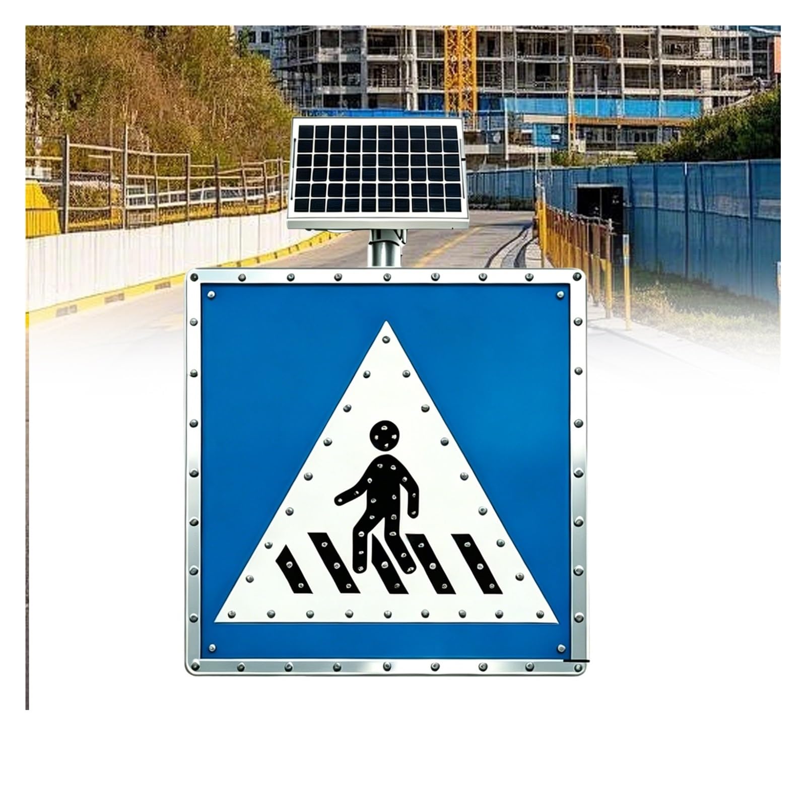 Señal de Tráfico Paso Peatonal Solar LED, Intermitente for Cruce Peatonal Señal de Paso Peatonal, Resistente al Agua IP65, Estructura de Aluminio, for Vías de Evacuación(24in)