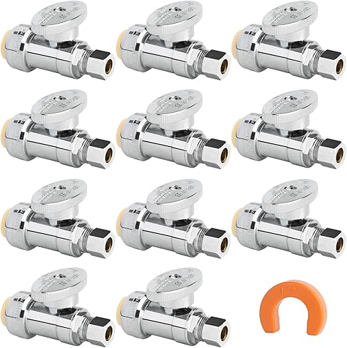 Vista 18 de WiseWater Válvula de Parada de Ángulo PEX de 1/2 Pulgada PEX x 1/4 Pulgada de Compresión, Válvula de Apagado de 1/4 Vuelta, Accesorio de Fontanería