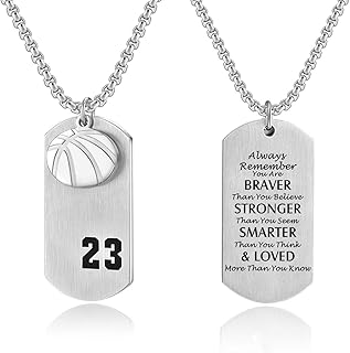 Bible Verse Basketball Player Number 11 Dog Tag Pendant Necklace Religious Philippians 4:13 I Can Do All Things (You are Braver 23)